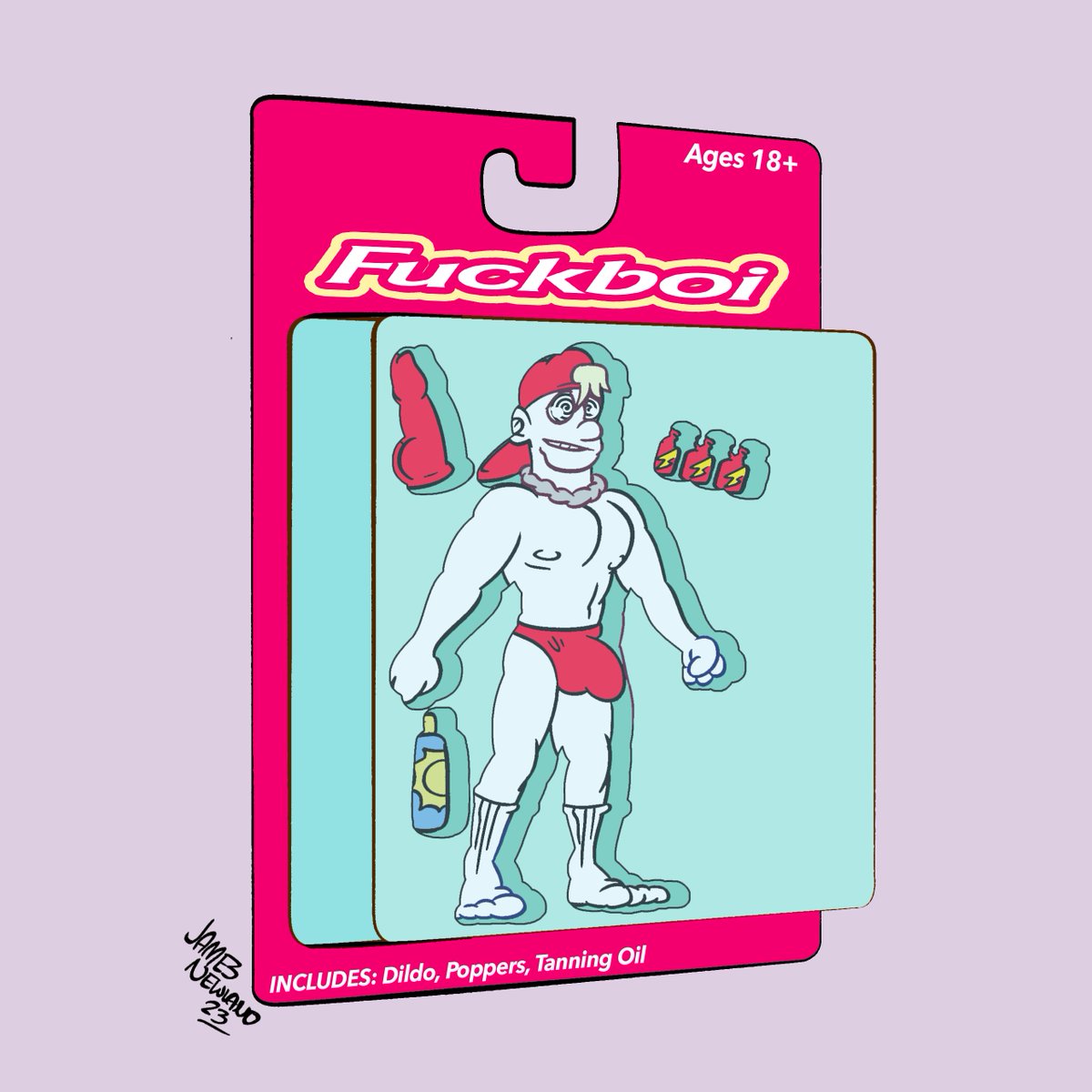 I just really like men in giant doll packaging, I just think it's neat! 
(I was drawing this long before the Barbie movie but my god has the hype caused me to draw a hecking lot more of this kink into the world!)