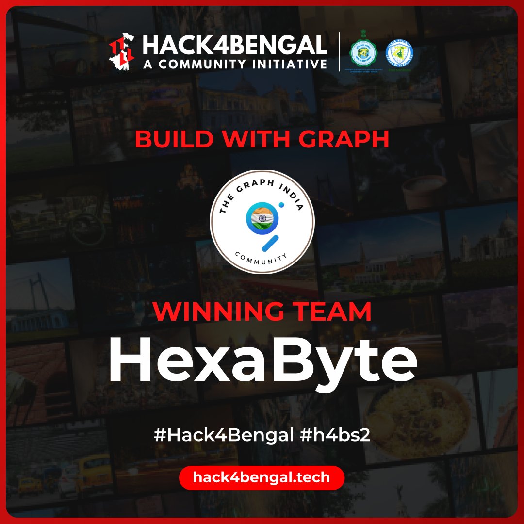 hack4bengal's tweet photo. 🏆 Kudos to Team "Hexabyte" for winning the @graphprotocol Track !! 🎉🌐 

Your expertise in data indexing and analysis is commendable. Keep graphing the path to success !!

#TheGraphIndiaWinner #Hexabyte https://t.co/b9yfs8fuwW