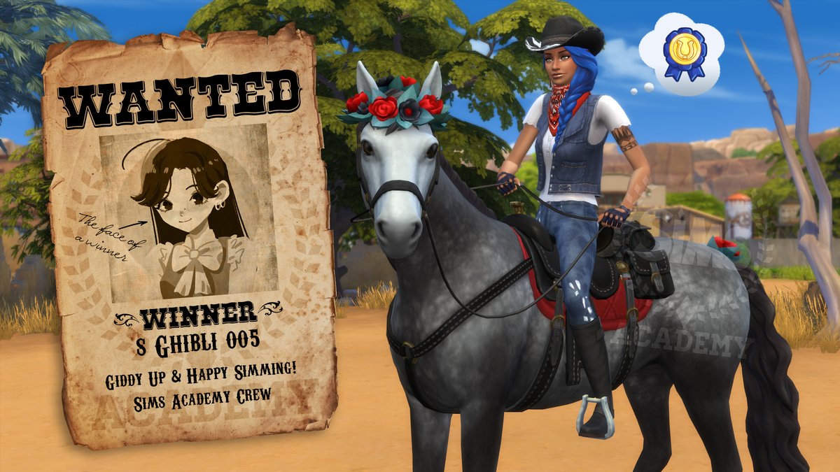 SimsAcademyinfo's tweet photo. ✨ !GIVEAWAY WINNER! ✨

Congratulations to @_sghibli005! You won 1 copy of The Sims 4 Horse Ranch!! 🐎

We hope you'll enjoy this great addition to the game. Have fun with it &amp; don't be afraid to share some  screenshots with us!

🥳 - The Sims Academy Crew https://t.co/NK90EPQUpl