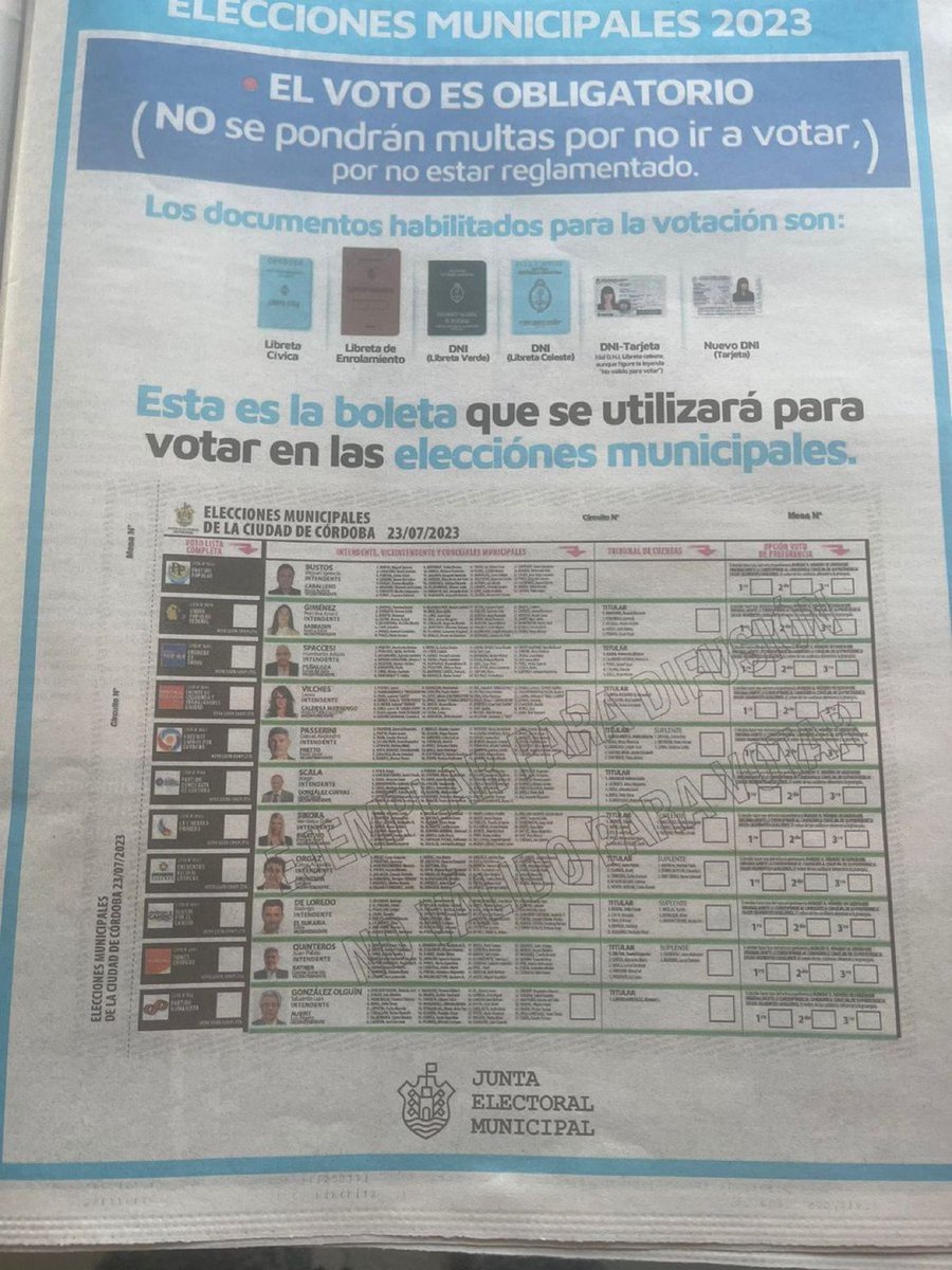 La Junta Electoral atenta contra el proceso democrático.
Demostremosles que a los cordobeses no nos da igual quien gobierno la ciudad mas importante del país! #CórdobalaNúmero1