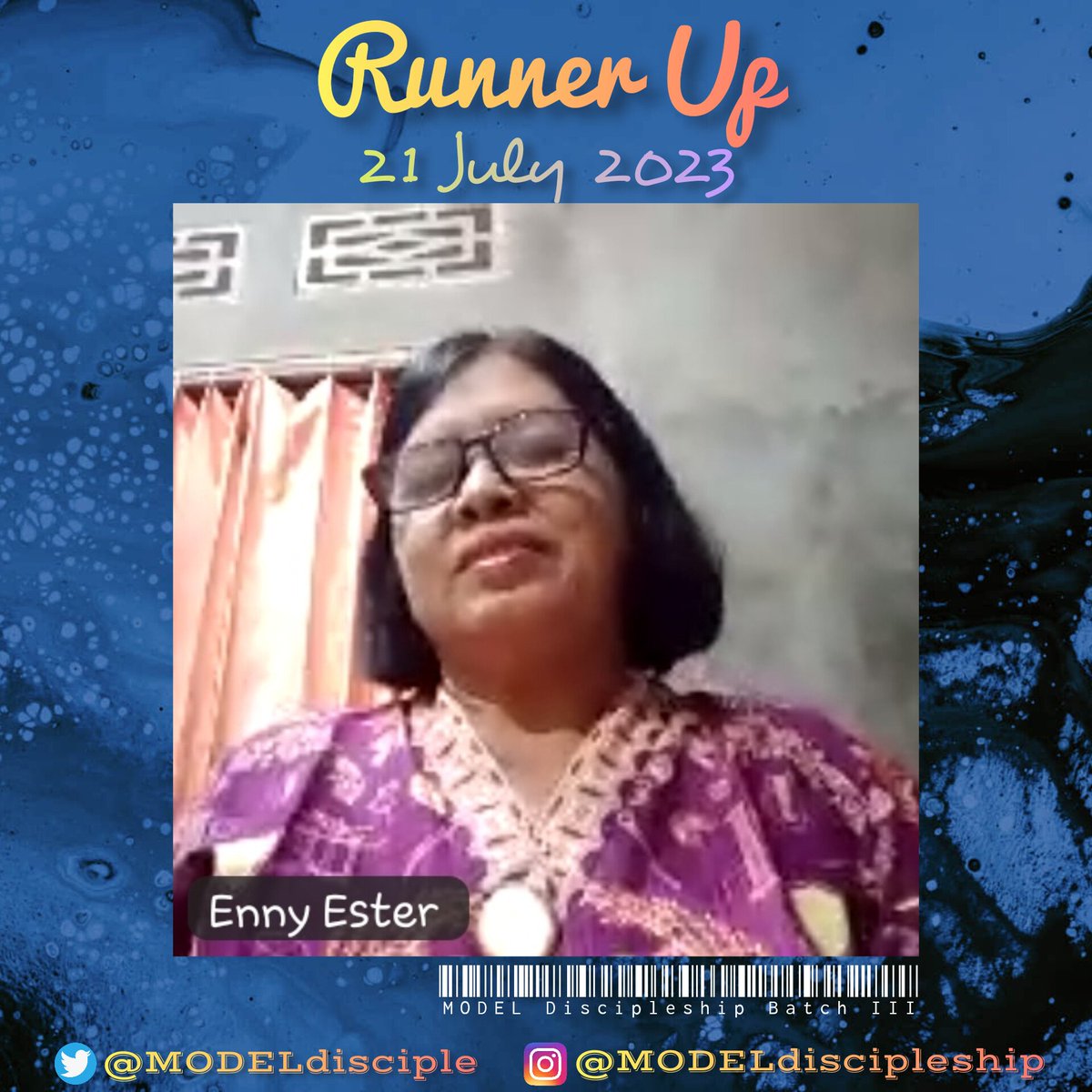 MODELdisciple's tweet photo. 7th Week -> 21 July 2023
• #DiscipleOfTheWeek •
🎉 Mrs. #HannaChristien 👏

• #RunnerUp
🎉 Mrs. #EnnyEster 👏

Discipleship 4.0
🇲 • 🇴 • 🇩 • 🇪• 🇱 https://t.co/P49lZ4XHzj