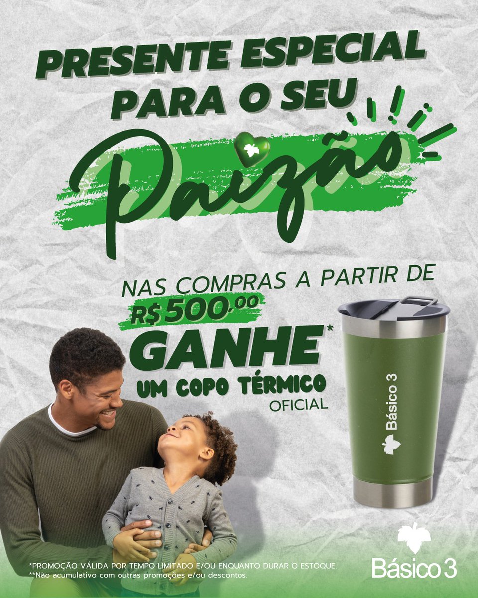 basico3moda's tweet image. SEU PAIZÃO MERECE!❤️

Nas compras a partir de R$ 500,00 ganhe um copo térmico oficial da Básico 3.

Quatro lojas físicas e atendimento on-line também, com estilo e conforto. Contatos e endereços no linktree.
.
.
.
#basico3 #moda #designdemoda #modamasculina #recife #pernambuco