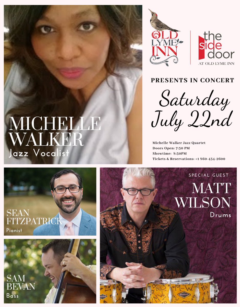 #TONIGHT!  Saturday July 22nd!  Up in Old Lyme, CT I will be playing at The Side Door Jazz Club with Myself on #Vocals, Sean Fitzpatrick on #Piano, Sam Bevan on #Bass and Matt Wilson on #Drums! Looking forward this fantastic night of music. Feeling Lucky!  #TheBestIsYetToCome 🍀