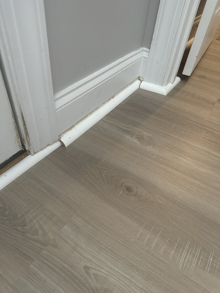 MsSweetSherrie's tweet photo. @nationalfloors_ National Floors Direct should be ashamed but I guess the money outweighs that. I trusted them with my new floors and this is what I got. After contacting customer service , the review managers said “it’s a good install”. https://t.co/JweWfVGSjA