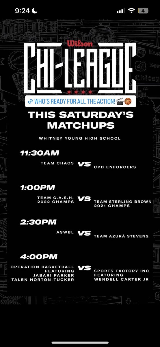 TODAY at Whitney Young High School @WilsonBasktball Chi•League we will definitely be in the building supporting for the 3rd year in a row🫶🏽🏀 #BondedbyBall #ChiLeague #WilsonBasketball