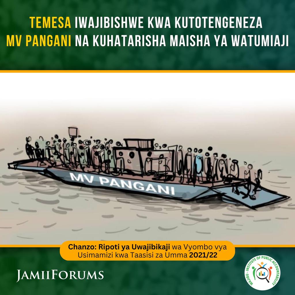 JamiiForums's tweet photo. Ripoti ya Mdhibiti na Mkaguzi Mkuu wa Hesabu za Serikali ya 2021/22 inaonesha Mwaka 2021, #TASAC ilifanya ukaguzi wa Kivuko cha #MVPangani na kubaini kimekuwa kikifanya kazi bila cheti cha kuthibitisha Usalama Baharini, huku Mabaharia wake wakiwa hawana Elimu ya Ubaharia
Pia, Jenereta mbili zilizokuwemo kwenye kivuko hazikuwa zikizalisha Umeme wa kutosha kuendesha Injini za propela za Azimuth na Magati mawili ya kushukia na kuegesha Kivuko yanafanya kazi kwa kutegemea nguvu kazi za Mikono na sio Umeme
Hata hivyo, ukaguzi wa #CAG wa 2021/22 ulibaini Kivuko hicho bado kilikuwa kikiendelea kufanya kazi licha ya mapungufu yaliyobainishwa. Hivyo, #TEMESA haikuwa imechukua hatua yoyote kushughulikia udhaifu wa uendeshaji wa MV. Pangani ulioripotiwa na TASAC
Soma https://t.co/DLMwYXgUwT
#JamiiForums #RipotiYaUwajibikaji #UwajibikajiTaasisiZaUmma #UsimamiziTaasisi #JFUwajibikaji23