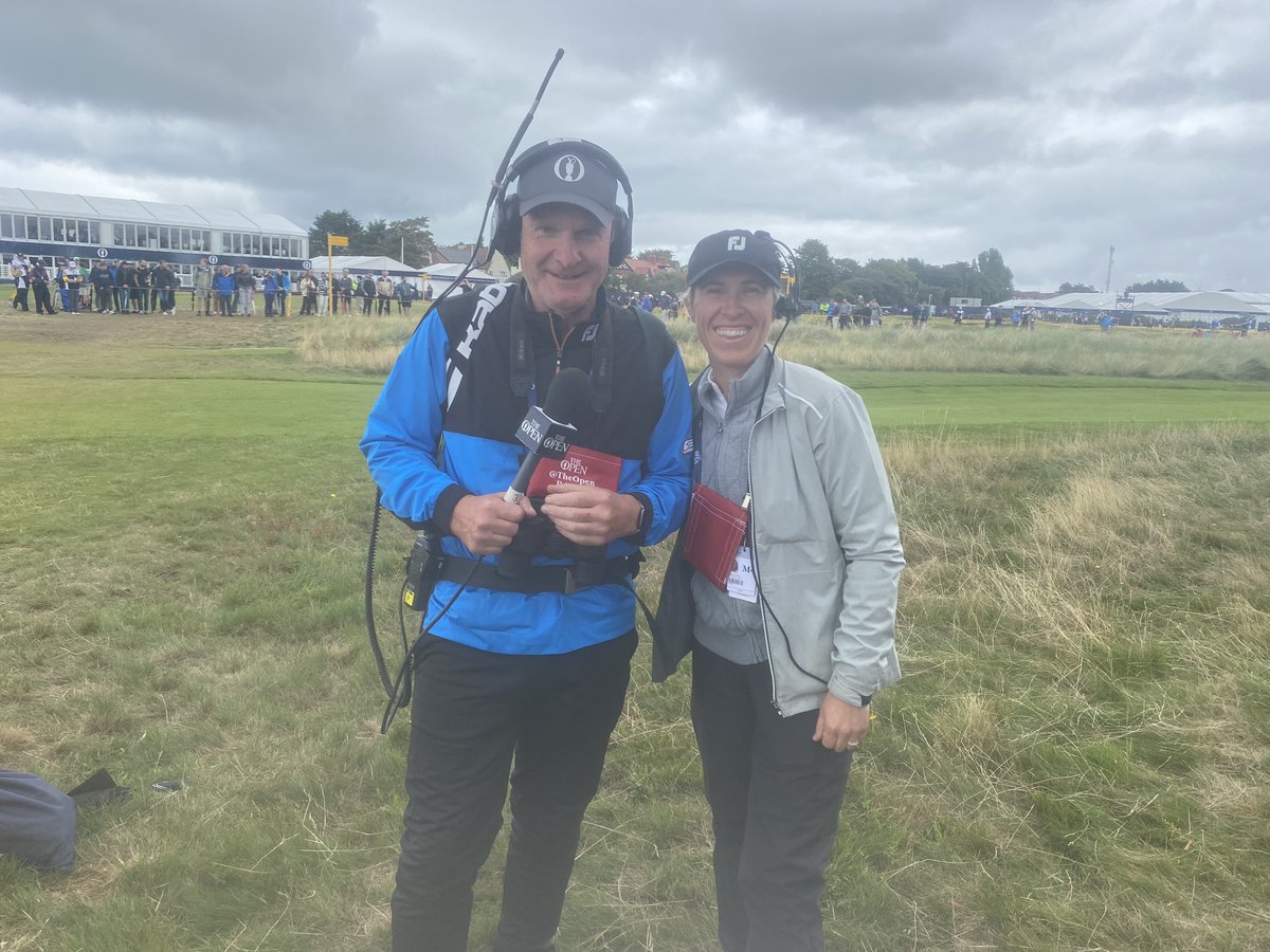 Rupertbell's tweet photo. So ready to brave the elements thanks to @footjoy me   @SophWalks @TheOpen #openradio. We are watching sharma and day https://t.co/IXBE43UnnH