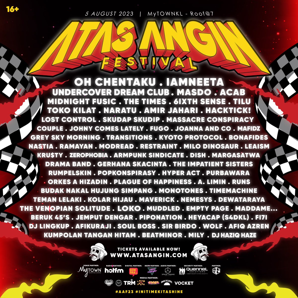 It’s time!

Trust us, this is gonna be different. Come and join us in this historical moments of local music festival in Malaysia!

featuring 75 performances in 4 stages from day to night. Get your tickets now before its too late.

atasangin.com