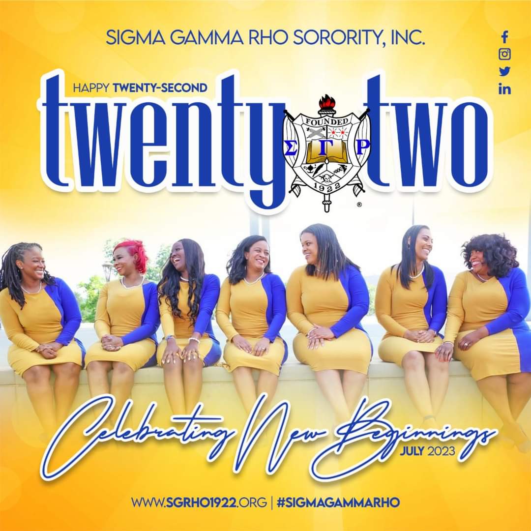 WesternSGRho's tweet photo. Happy 22nd Sorors! This month we are celebrating NEW BEGINNINGS as we kick off the 2023-2024 Sorority Year!

#SigmaGammaRho #GreaterWomenGreaterWorld https://t.co/lTYd8pBV4A