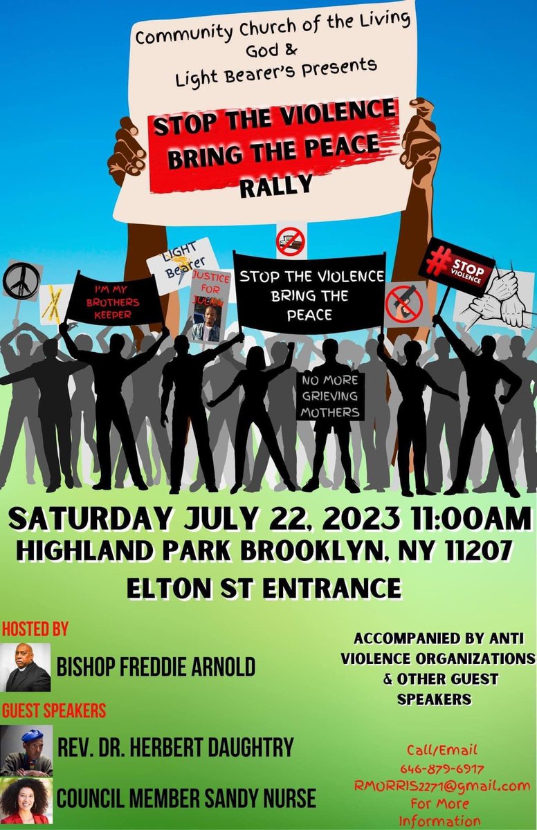 Don’t forget to join us today 11-5p in Highland Park, in Brooklyn NY. I will be speaking between 12-2. Also, I will be selling my books. Bishop Arnold and family are the organizers.I would love to see you there! SAVE THE PLANET! SAVE THE PEOPLE!