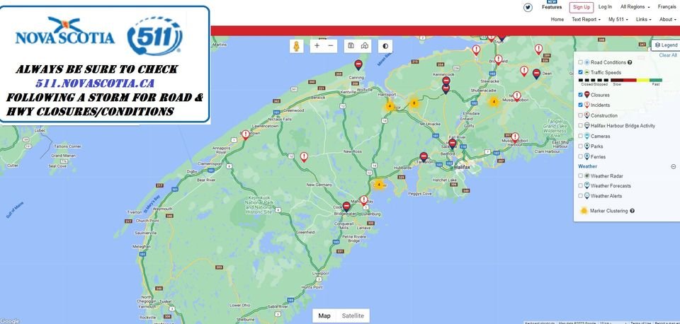 Always remember to check @511ns following a storm to check on highway and road conditions before heading out! 511.novascotia.ca