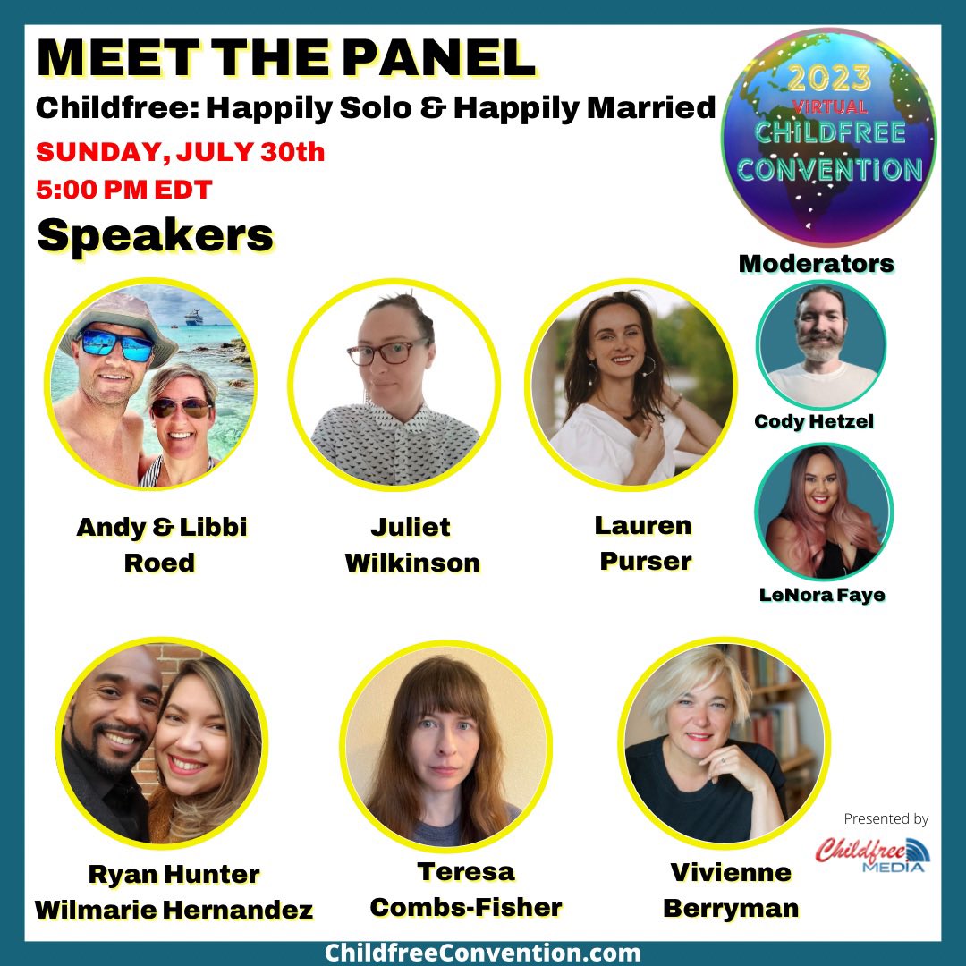 Featuring 18 topic panels, 60 speakers, a live-chat audience and more, the 3rd annual Virtual Childfree Convention streams live on Saturday, July 29th, and Sunday, July 30th, beginning at 8:45 AM EDT on the Childfree Convention YouTube channel.
childfreeconvention.com