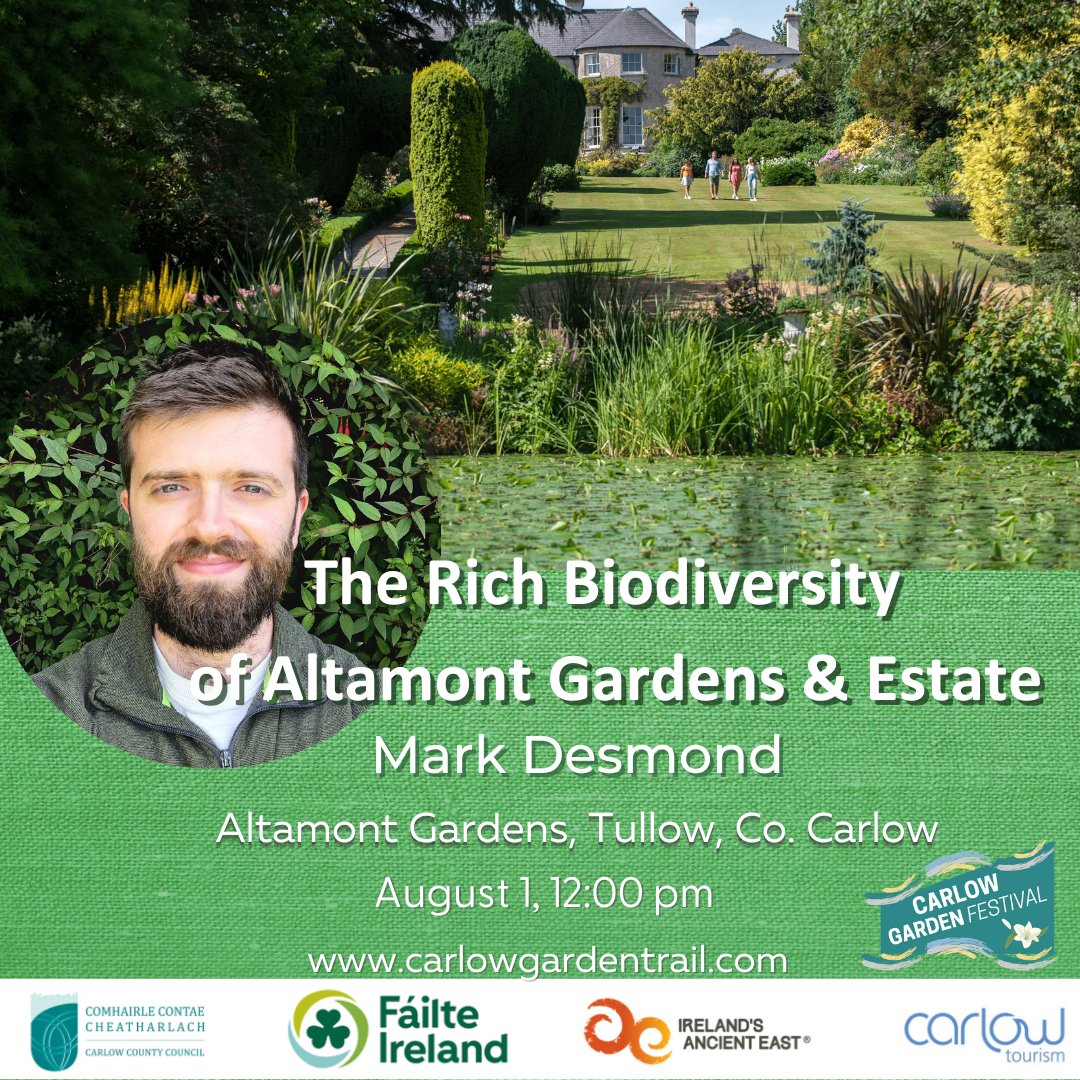 carlowtourism's tweet photo. 🌿 “The Rich Biodiversity of Altamont Gardens and Estate” with Mark Desmond
Altamont Gardens, Tullow, Co. Carlow
August 1, 11.00 am
Get your tickets here: https://t.co/4qfZqwIatt
@Carlow_Co_Co
@Failte_Ireland
@ancienteastIRL
#WanderOffTheTrack #carlowgardenfestival2023 https://t.co/kZEIAwXh4k