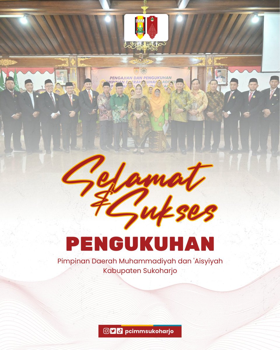 Selamat dan Sukses
Pengukuhan PDM dan PDA Sukoharjo

#Muhammadiyah #IMM #AbadiPerjuangan