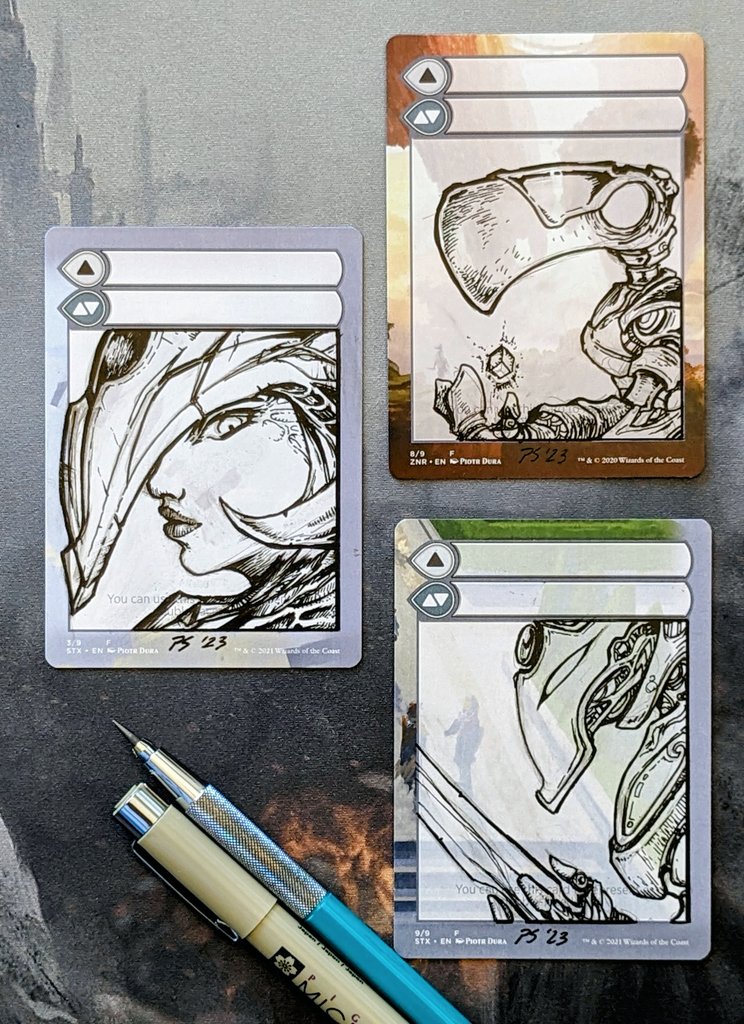 ☕I draw tokens in the #mtgcmm style every day until I don't. #6 Myr &amp; Artifact Soldier tokens, 🩶 Atraxa. #MTGUnbassador.