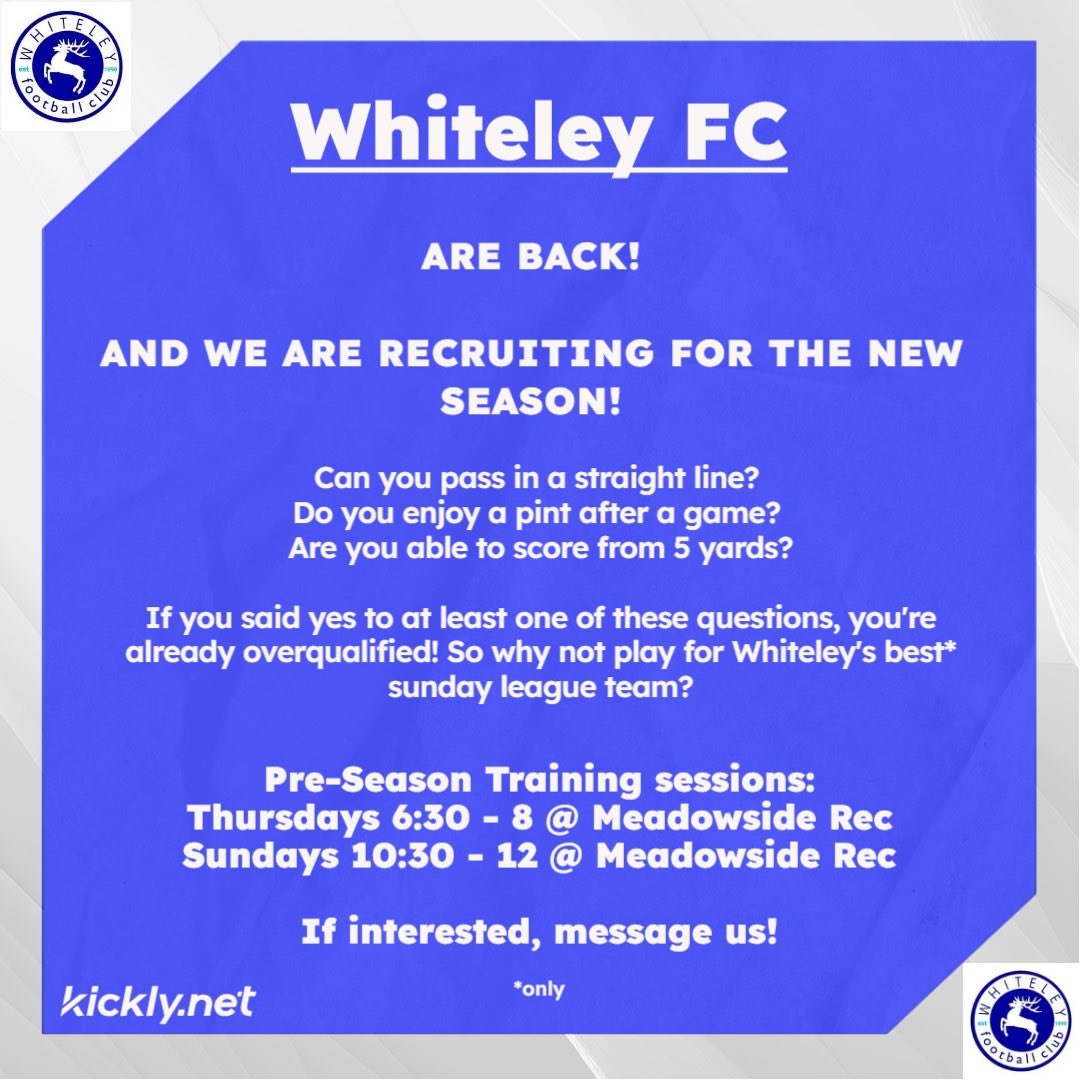 WhiteleyFC's tweet photo. Whiteley FC are recruiting! 

Take a look at the below and send us a message! https://t.co/FlPcaq47Up