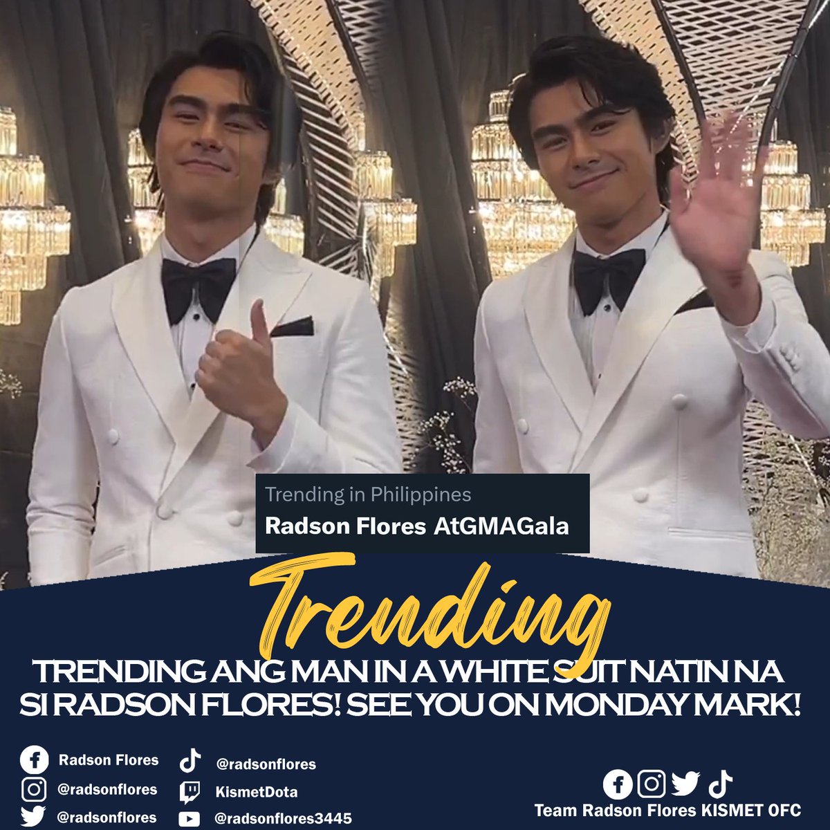 RadsonTrends's tweet photo. We love you  Radson Flores!  

Enjoy the night and see you on Monday, Mark Gordon!   Trending tayo kanina! Salamat sa nakisali sa TP!

Radson Flores AtGMAGala 
#RadsonFlores @radsonflores
#GMAGala2023 https://t.co/fPiol5ZzUh