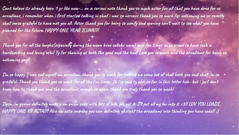 MochimsMochi's tweet photo. Can't believe it's already been 1 year. Time sure flies when you're having fun!! HAPPY 1 YEAR ILUNA!! #1YearAsterversary #1Luna 💚💙💜🩶❤️🩷

tried to make my letter as cyute as our starboy hope I did well!~(hope reading this isn't too hard on the eyes-) https://t.co/b0xyFtTRkg