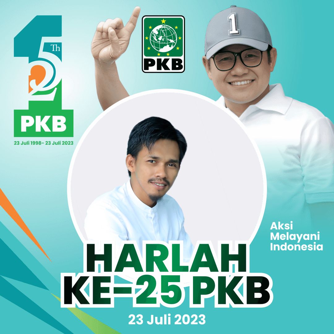 Bangkit Solid Menang 
Bersama PKB

Selamat HARLAH Ke-25th PKB
Partai Nomor 1

#PKBMelayaniIndonesia
#GusIminPKBsatu

<a href="/cakImiNOW/">A Muhaimin Iskandar</a>
<a href="/DPP_PKB/">DPP PKB</a>
<a href="/EmHasanuddin/">M Hasanuddin Wahid</a>