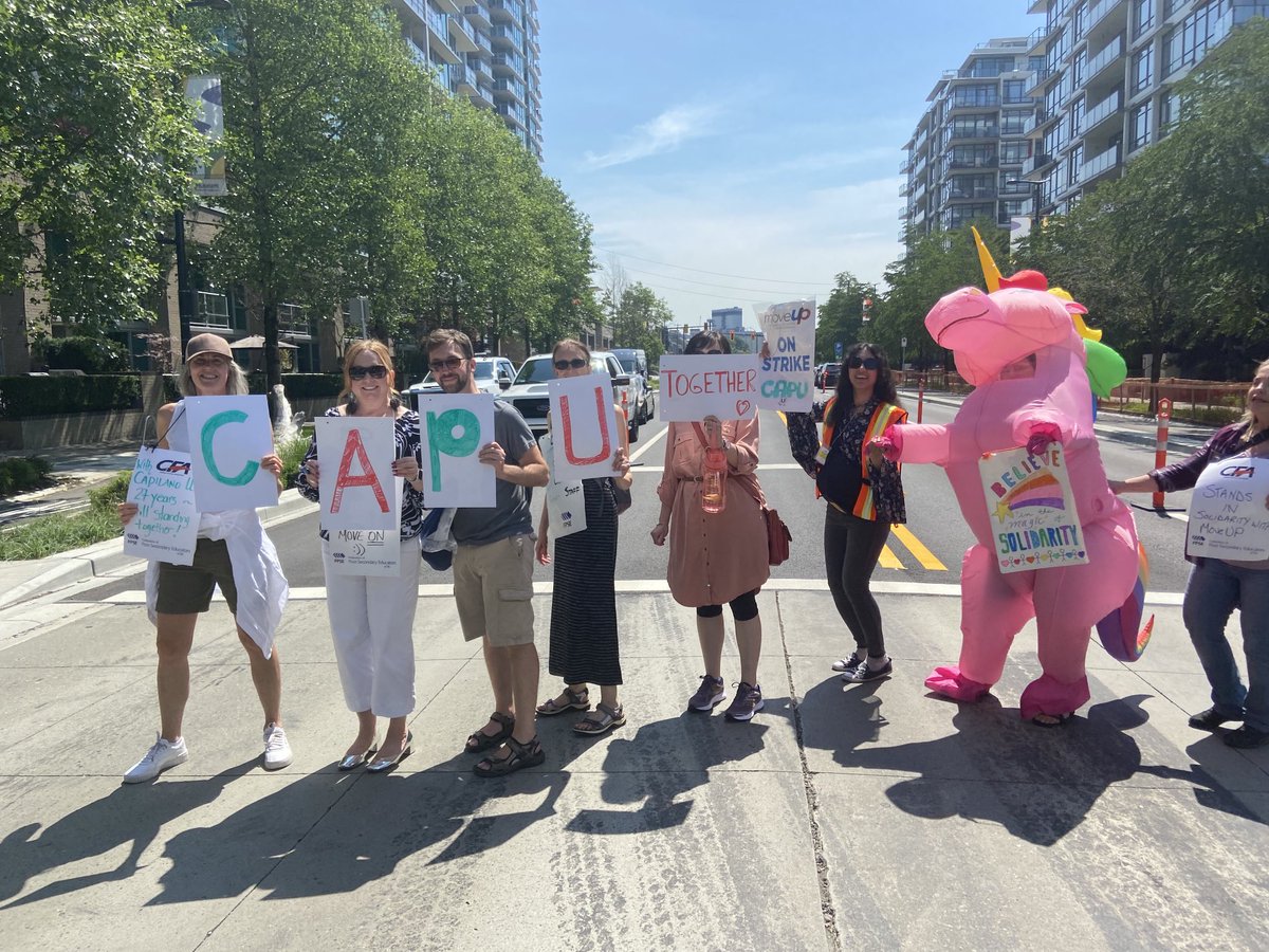 CapUFaculty's tweet photo. The memories of a surreal strike. Will the CapU striking Unicorn will be under investigation for “unlawful” behaviour? Seriously what did he/she/they do? Stop the cars for 10 extra seconds? #capu #capilanou #strike #thetyee #canadianlabour
#northshorenews #fpse #bcfed https://t.co/AmoKkfZGz8