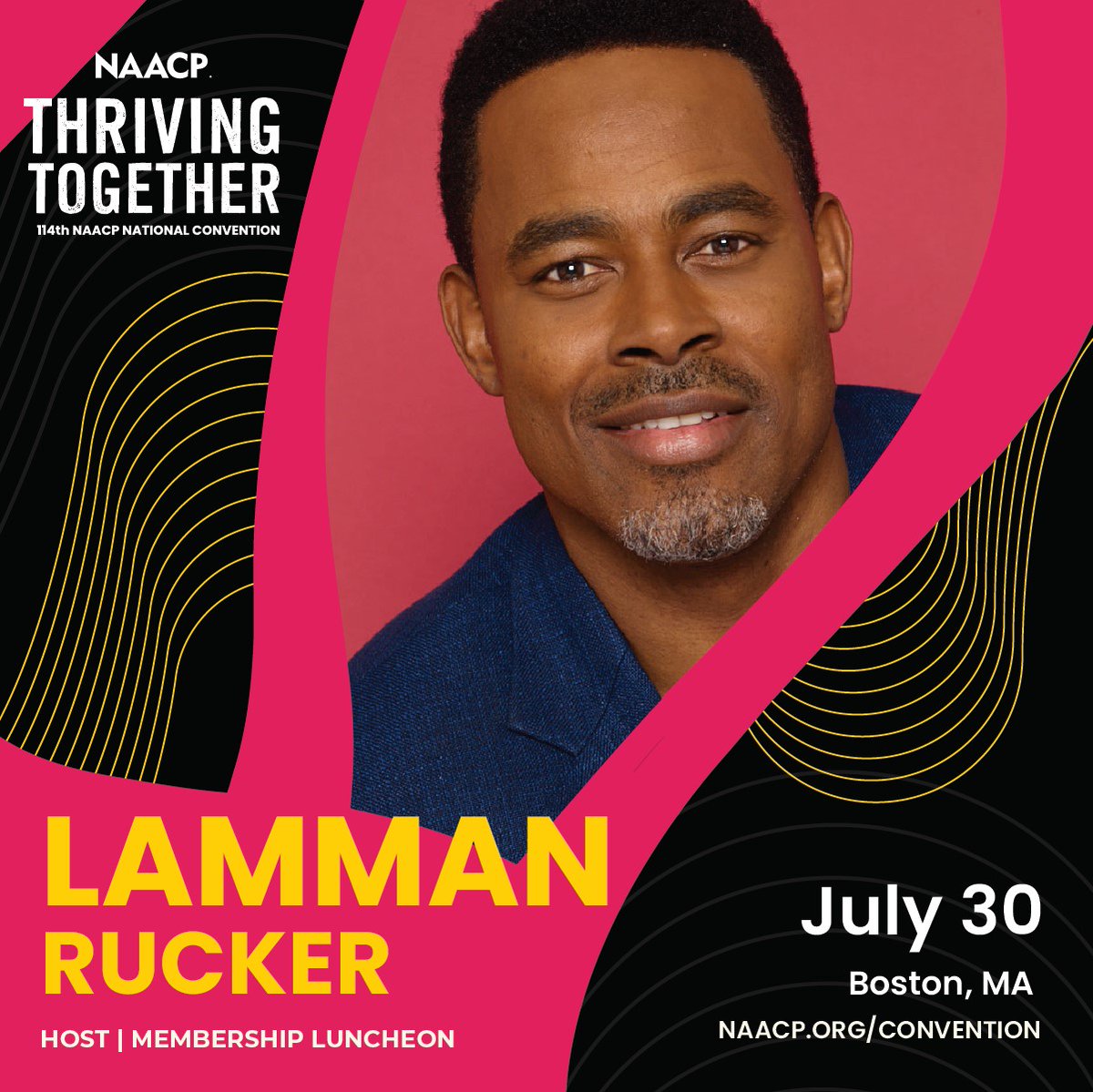 Speaker Alert! 🚨 

The <a href="/BlackHamptons/">BlackHamptonsBET</a> and <a href="/GreenleafOWN/">Greenleaf OWN</a> star <a href="/LammanRucker/">🎭ACTOR LAMMAN RUCKER</a> will host the membership luncheon at this year's #NAACPConvention!

Time is ticking. Make sure you register today! bit.ly/3bRox8W