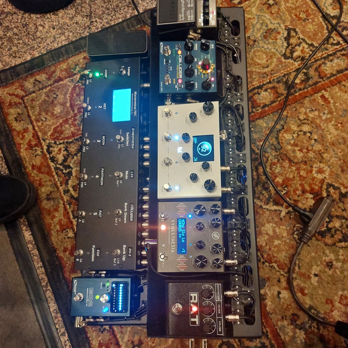 Baltie's pedal board setup for recording. There's a secret layer of pedals, so enjoy the mystery!