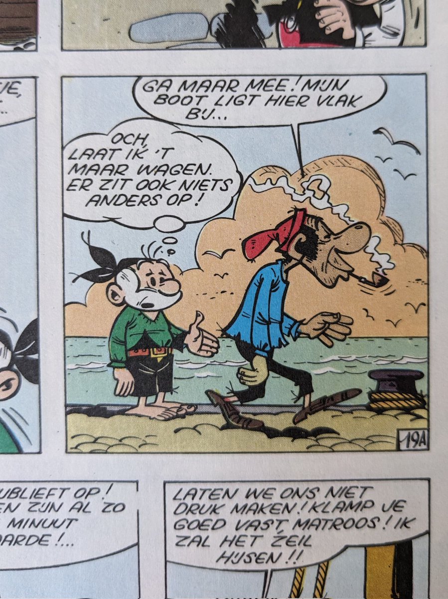 h_donker's tweet photo. Comic books are my happy place to collect #DutchIJ's. This edition of 'Ouwe Niek & Zwartbaard - De Muiters van de Blijdschap' (Old Nick and Blackbeard) has different designs depending on each characters speech bubble (portraying voice & dialect nuances) 🗨 🗯 Let me show some: https://t.co/QmeLpEMq6H