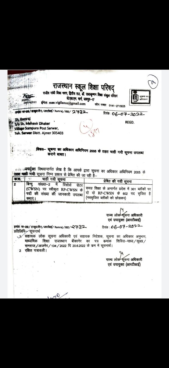 ramraj_dhaker's tweet photo. वरिष्ठ अध्यापक #विशेष शिक्षा के लगभग 1000 रिक्त ���र ब्लॉक पर 
RP-CWSN के लगभग 700 पद रिक्त पड़े है सरकार को बहुत बार अवगत करवाने के बाद भी पदो को भरने की कार्यवाही नहीं हुई
2015 के बाद से भर्ती नहीं हुई @ashokgehlot51 @DrBDKallaINC @artizzzz जी इस क्षेत्र में भी ठोस कदम उठाए
#RTI https://t.co/u61l2VcHqu