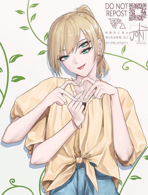 「blonde hair green nails」 illustration images(Latest)