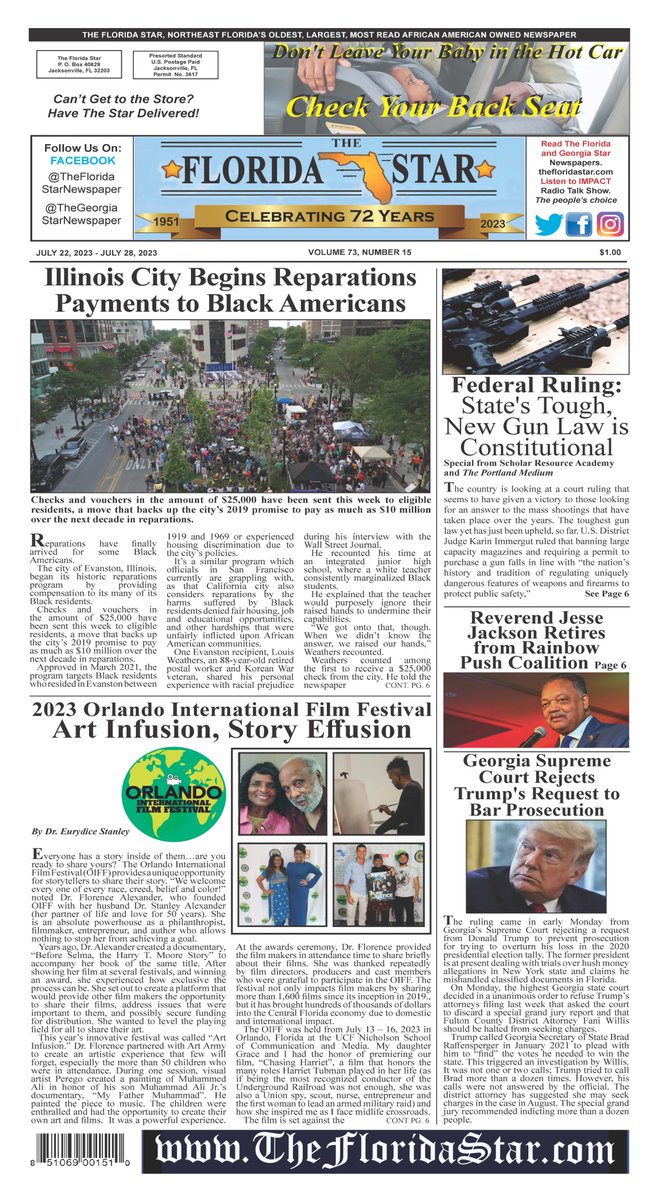 July 22, 2023 issue of The Florida/ Georgia Star Newspaper.
Subscribe to The Florida/ Georgia Star Newspaper today.
thefloridastar.com/subscribe/
#blackmedia #news #thefloridastar #thegeorgiastar