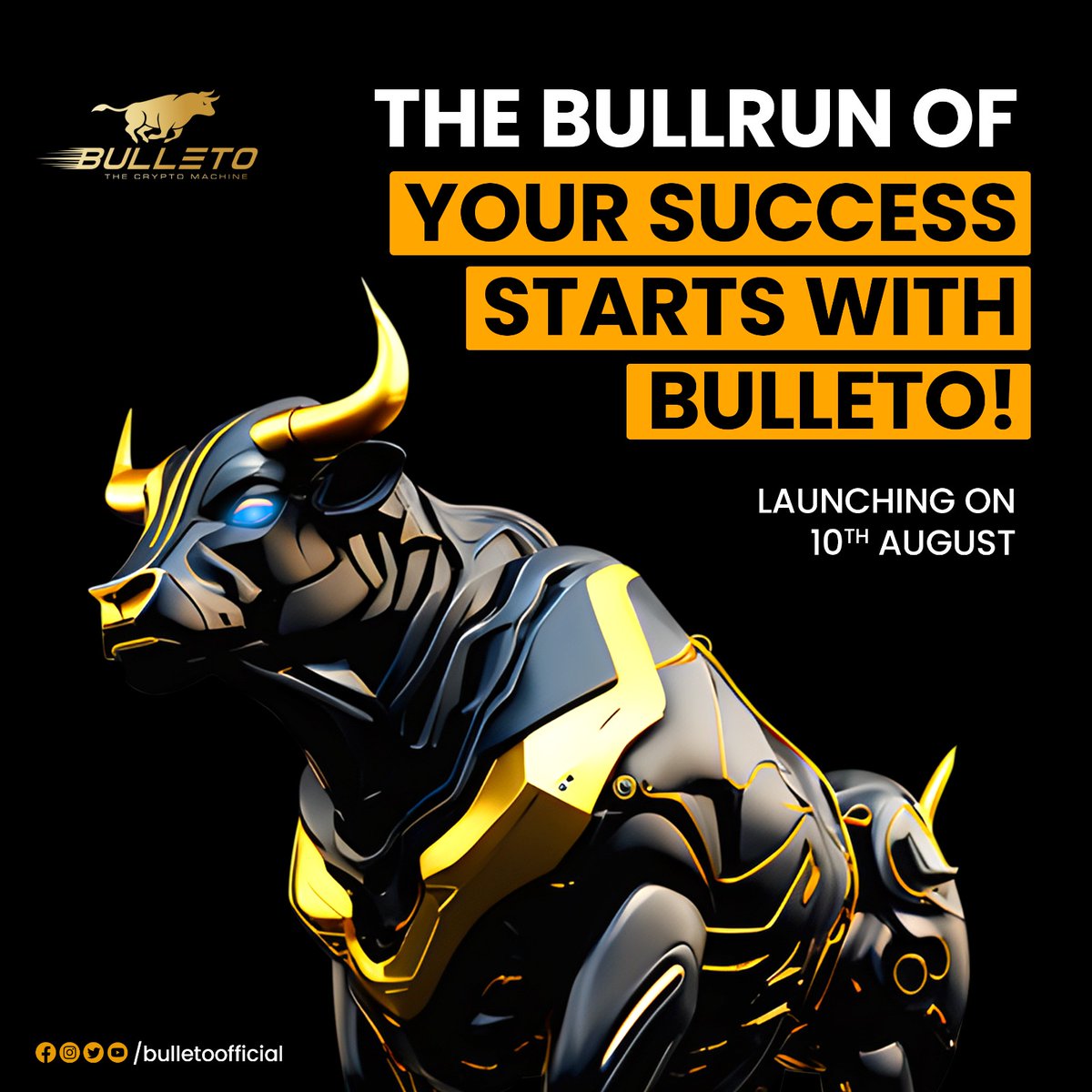 Lakshit101's tweet photo. Gear up for the #Bullrun of Your #Success with #Bulleto!
The #Bitcoin  Kingmaker 👑 is on its way to revolutionize your life with incredible Bitcoin rewards!
Embrace the power of earning with Bulleto &amp;
unlock a world of endless opportunities 
Set to be live on 10th August 2023! https://t.co/95BQMqCKQq