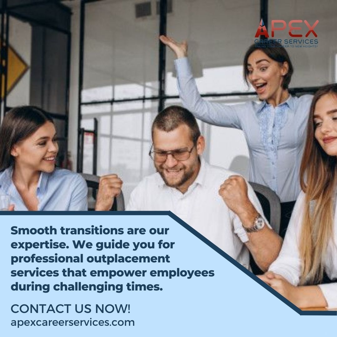APEXCareerSvcs's tweet image. Smooth transitions are our specialty. Trust apexcareerservices.com for professional outplacement services that empower employees during challenging times. 

#ProfessionalOutplacement #EmployeeTransition #CareerSupport #JobSearch #APEXCareerServices
