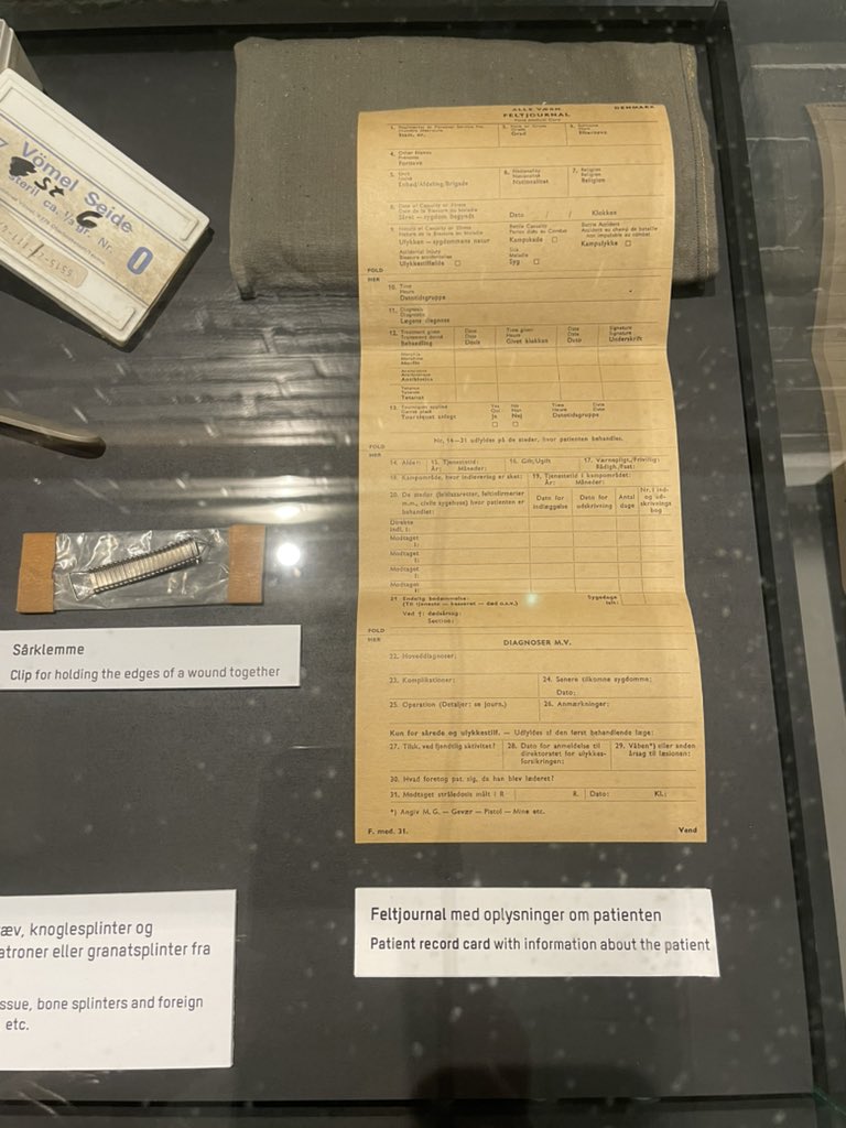 GPacyk's tweet photo. Equipment for field #hospital &amp; #surgery: Esmarch’s mask, surgery needle, sutures, artery clamp, #transfusion box &amp; patient record card from 1950s, #ColdWarMuseum #Stevnsfort #Sjælland #Denmark #famemma #ColdWar #Medicine #HistMed https://t.co/3tiYBPTsZs