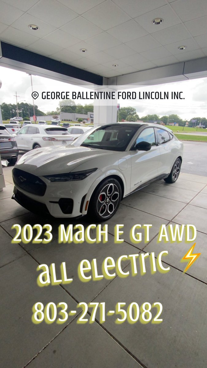 2023 Mustang Mach E GT AWD
This thing will move! 
This one is loaded! 
Dm call or text me at (803) 271-5082 
#ilovemyjob #grateful #MustangMachE #MustangMachEGT https://t.co/Ay6HLNHgff