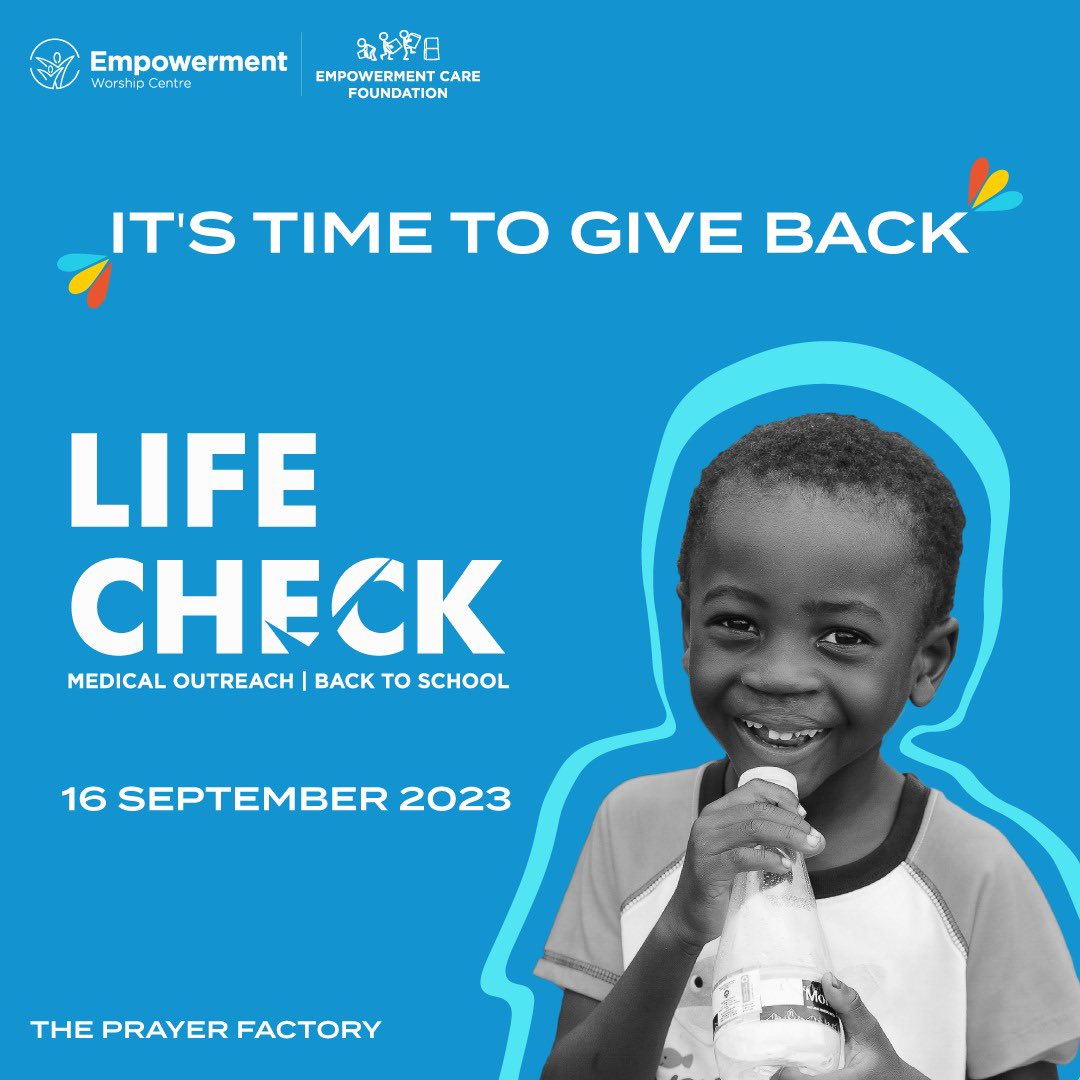 ewclife's tweet photo. LifeCheck is back! SAVE THE DATE! 

The Empowerment Care Foundation under the auspices of our Global Lead Pastor , @gideondanso_, presents
LifeCheck - Our Annual Medical Outreach and Back to School Outreach. https://t.co/y7qcMmUM3f