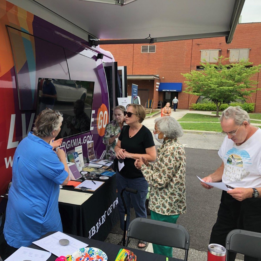 LibraryofVA's tweet photo. LVA On the Go is at @LynchburgLib today til 2pm for a Go Local History Fair! Short programs incl Digital Resources, #VaUntold & #Newspaper Resources. Talk with LVA staff at our van to learn more about local #history, #familyhistory, #education resources & more. #LVA200years https://t.co/1srHBEC8fw