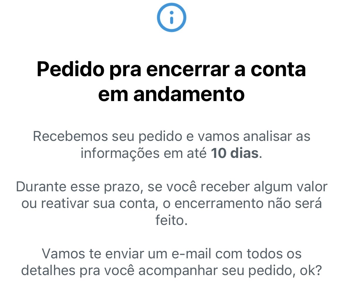 O PicPay vai cobrar uma R$10 mensal por conta inativa a partir de 29/7.

Para deletar e não ser cobrado: Perfil->Encerrar conta

Da RT para o pessoal não ter surpresa.