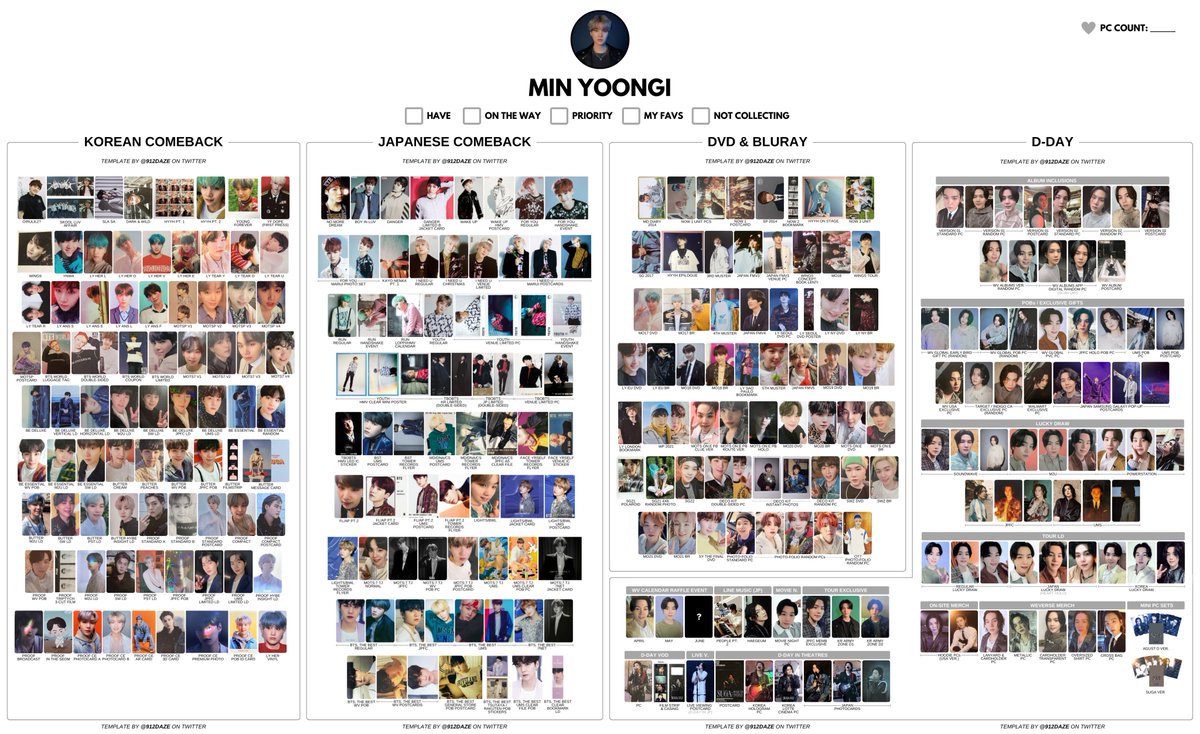 BTS PC PHOTOCARD WISHLIST TEMPLATES✨ ⭐️ MEGA TEMPLATES (OT7