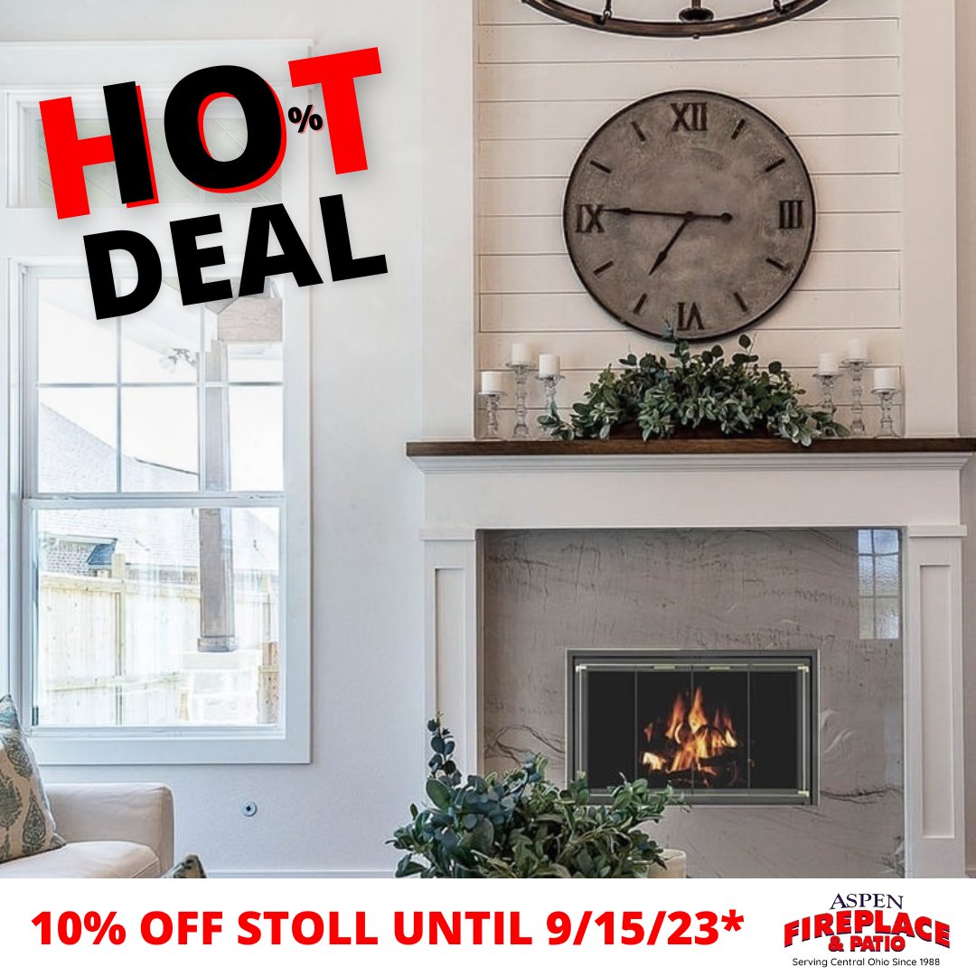 aspenfireplace's tweet photo. Want to update the look of your existing fireplace?  Stoll Industries offer a wide variety of door styles and sizes to meet your needs! New orders of all Stoll products: 10% off through September 15, 2023, only at Aspen Fireplace &amp; Patio*. text (614) 847-9339 https://t.co/61j5oKNZTn