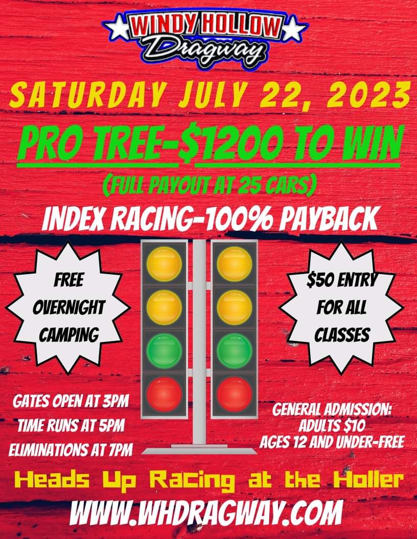 WHDragway's tweet photo. IT'S RACE DAY! Join us this afternoon for $1200 to Win Pro Tree Bracket, Heads Up Index Racing, Test and Tune ($20 Entry) and Junior Dragsters!
#WHD23|https://t.co/S8pKiLGWqy https://t.co/qZzlBja1RL