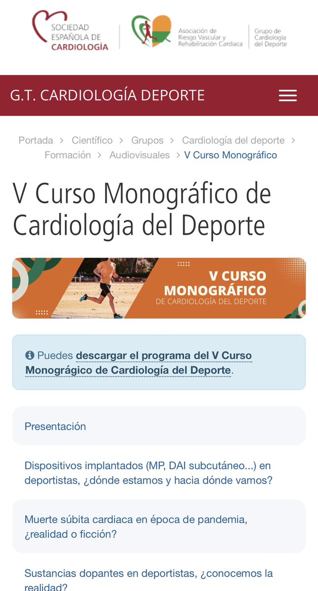 🔊🔊 Aquí tenéis todas las presentaciones del V Curso de Cardiología del Deporte 🔝
@secardiologia @riesgo_SEC 
#CardiologiaDeportiva #sportscardiology 
🎥🫀🎽🚴
👇🏻👇🏻👇🏻
secardiologia.es/cientifico/gru…