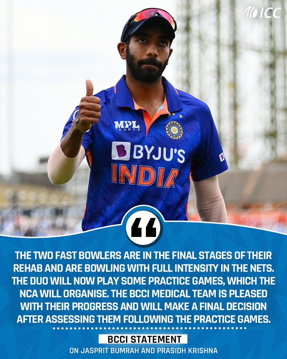 ICC's tweet photo. 🚨 ICYMI: BCCI provided medical updates on five key Indian players.

➡ https://t.co/0PaN6KL690 https://t.co/l5aO9Il4QB