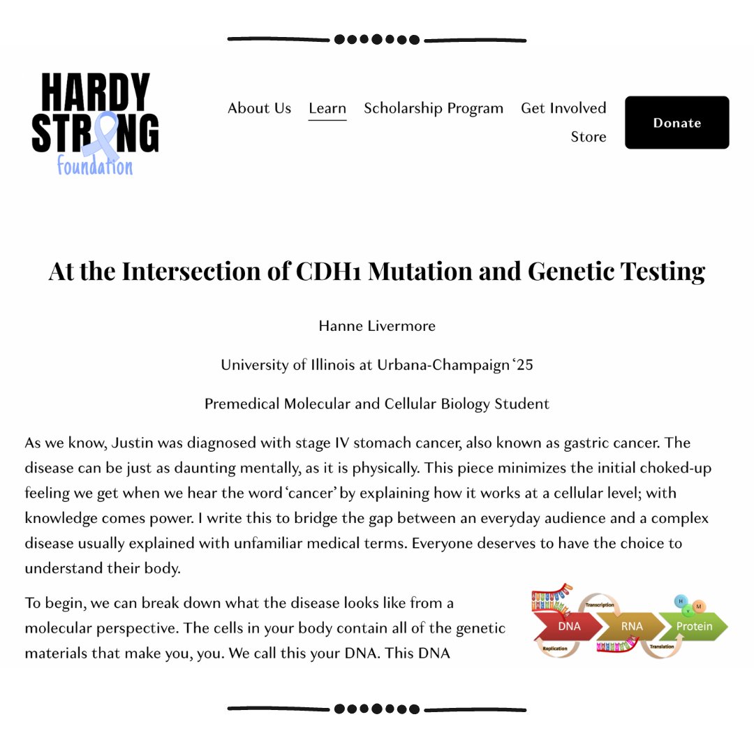 We are thrilled to share the launch of the 'Learn' tab on our site thanks to @HanneLivermore. Hanne wrote a powerful and informative piece on the CDH1 gene mutation, gastric cancer, and genetic testing under the belief that we all deserve to understand what happens in our bodies.