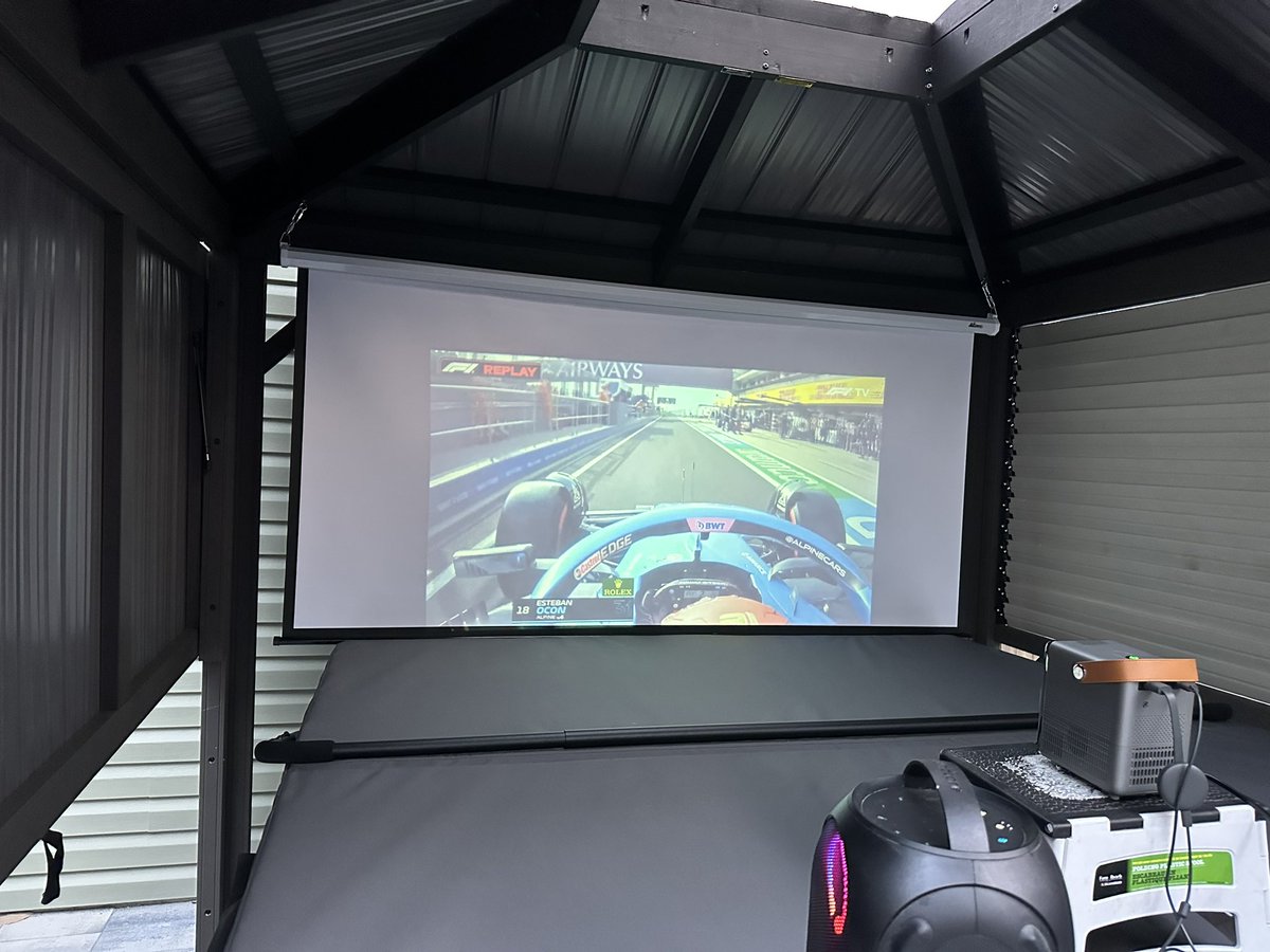 JArsenault10's tweet photo. @nielsonTSN1260 @JoaquinGage31 set up is coming together should be able to soak in the hot tub and watch the race tomorrow #pitstoppals https://t.co/XzoVk8ZP4M