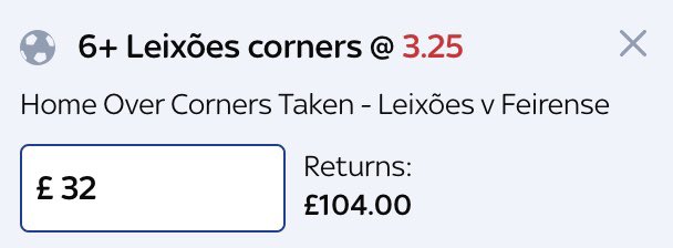 Stan4Chain's tweet image. Leixoes v Feirense 🇵🇹

🔹Stake £32 on Leixoes 6+ total corners on Sky Bet 🔵

🔹Stake £40 on Leixoes under 5.5 total corners on Betway ⚪️

🔹Guarantees £32 🔥

#PortugueseCup #ArbitrageBet