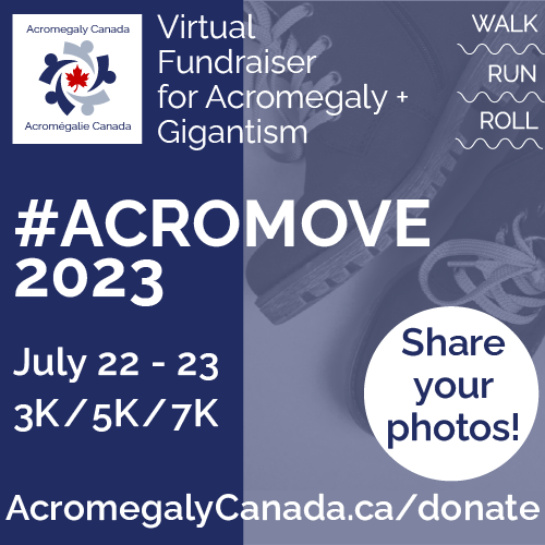 🏃‍♀️🚴‍♂️👨‍🦽🏊 Away we go! Our #ACROMOVE2023 cross-Canada fundraiser is underway. Huge thanks to all who are participating! We'd love to see your photos of your activities and medals--tag us and use #ACROMOVE.

If you'd like to donate directly, please visit acromegalycanada.ca/donate.