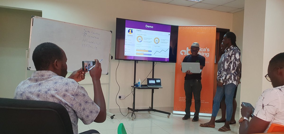 wil_okuro's tweet photo. School Portal Solution by #TeamElite LIVE 🔴 @Africastalking and @ATDevsUg  while using #BuildWithAT #WeLoveNerds https://t.co/FHmrO2j6jV