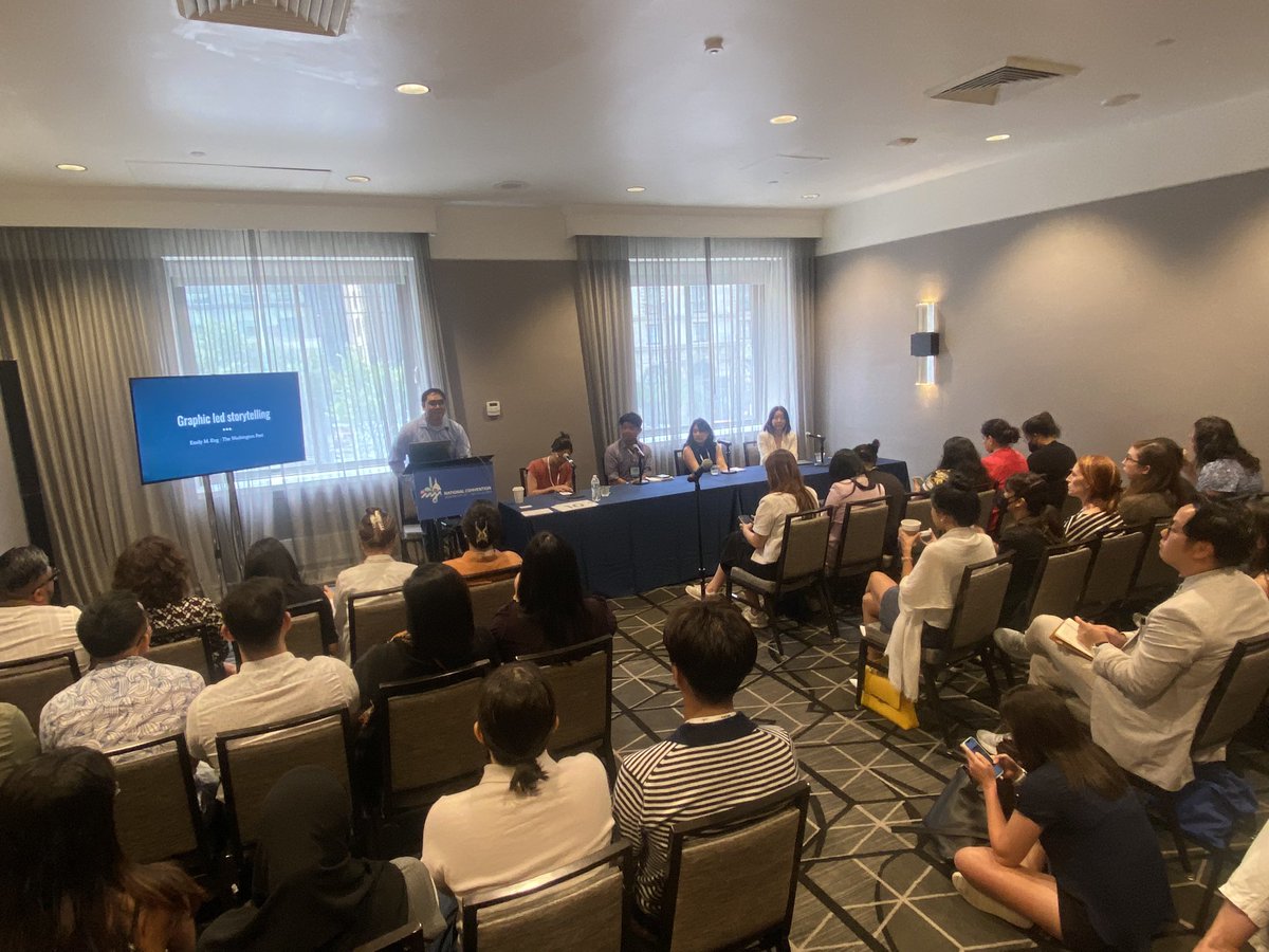 June Kim (@junemkim_) on Twitter photo Come listen to how these stellar data journalists are using data/graphics in their reporting! Happening now #AAJA23
<a href="/DaigoFuji/">Daigo Fujiwara-Smith</a> <a href="/stephzhu_/">Stephanie Zhu</a> <a href="/Emily_M_Eng/">Emily M. Eng</a> Moderated by <a href="/anniezyu/">Annie Z. Yu</a> Come listen to how these stellar data journalists are using data/graphics in their reporting! Happening now #AAJA23
<a href="/DaigoFuji/">Daigo Fujiwara-Smith</a> <a href="/stephzhu_/">Stephanie Zhu</a> <a href="/Emily_M_Eng/">Emily M. Eng</a> Moderated by <a href="/anniezyu/">Annie Z. Yu</a>