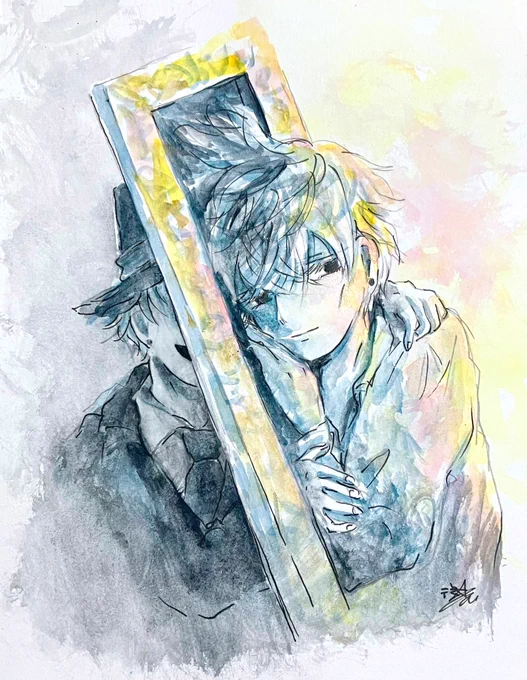 『光りを描くのに必要な  好きで嫌いな大切な君』  #透明水彩 #アナログ絵