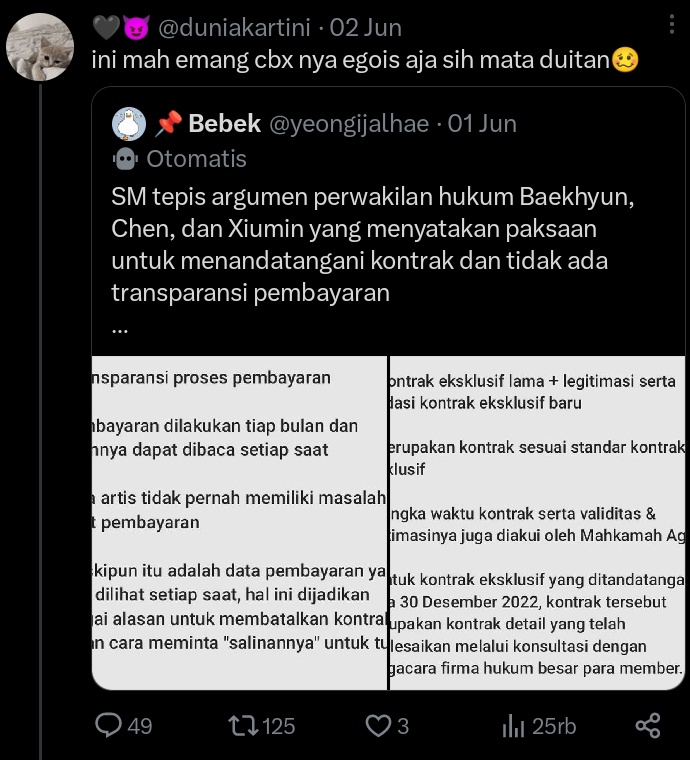 y2ktuj's tweet photo. sama exol juga setiap protes ke agensi engga tau apa apa terus tiba tiba sefandom kamu ikut nimbrung, bahkan pas protes pun engga ada mention favemu. kemarin pas cbx aja sefandom kamu tiba tiba ngatain cbx mata duitan. kita semua bingung😢😢 https://t.co/M3YQ7UwsgN